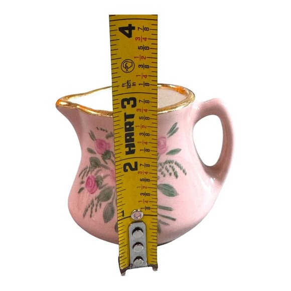 Vintage Paulette Bristol Pink Floral Mini Creamer Pitcher With Gold Rim Flowers - Picture 5 of 9